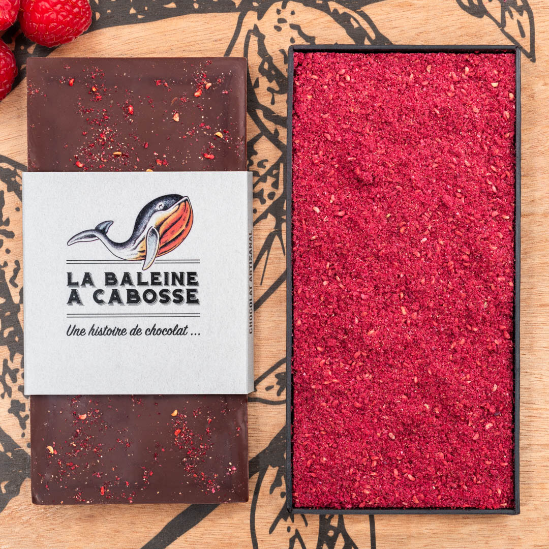 Chocolat noir 76% et framboises - 80g